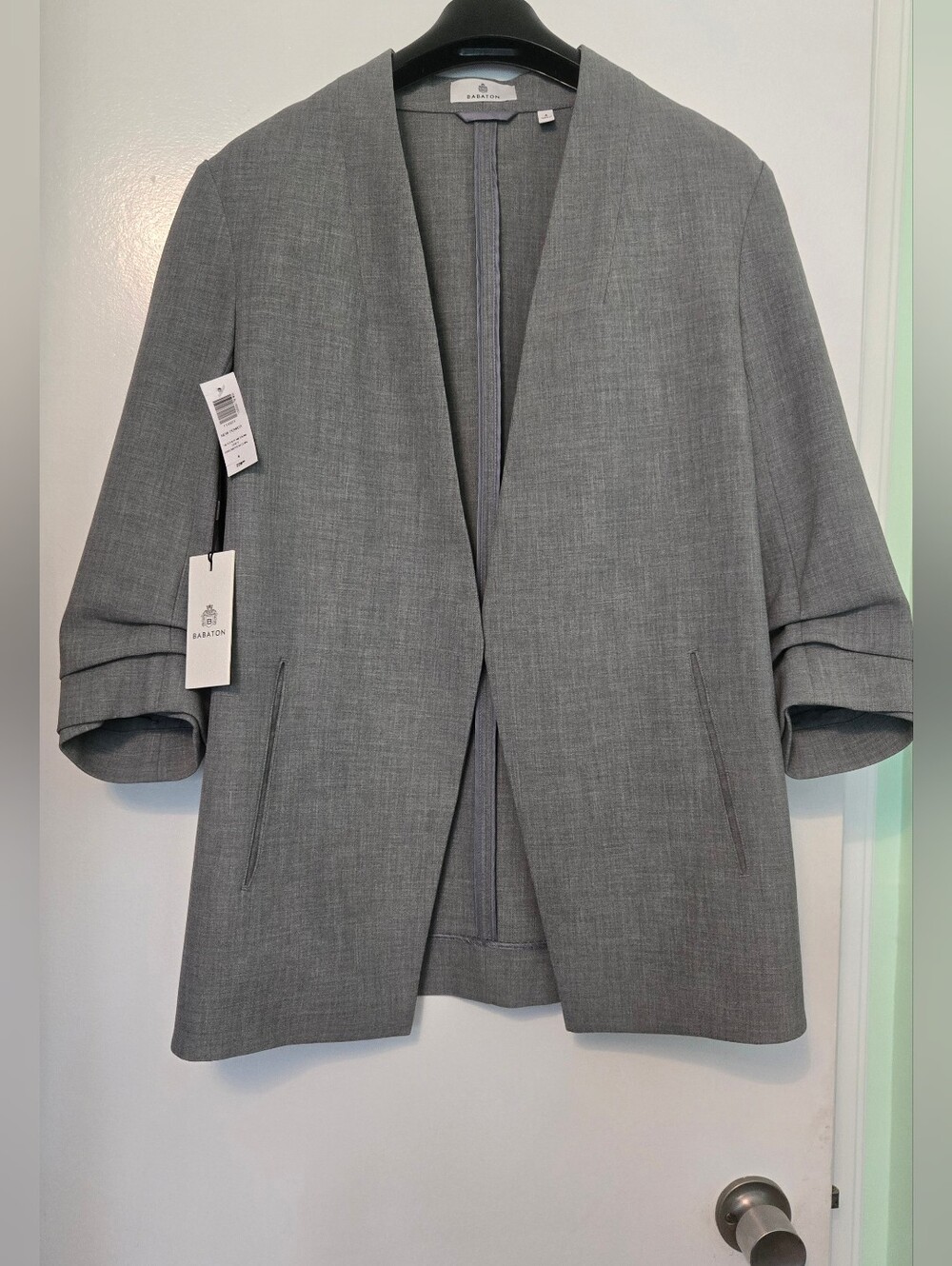 BABATON ARITZIA Light Gray Open-Front Women's Blazer NWT
